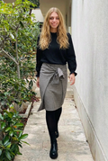 Falda Audrey Winter vichy negro y vainilla