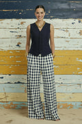 Pantalón Gaia vichy rojo y blanco seersucker pernera ancha – MEASUNT