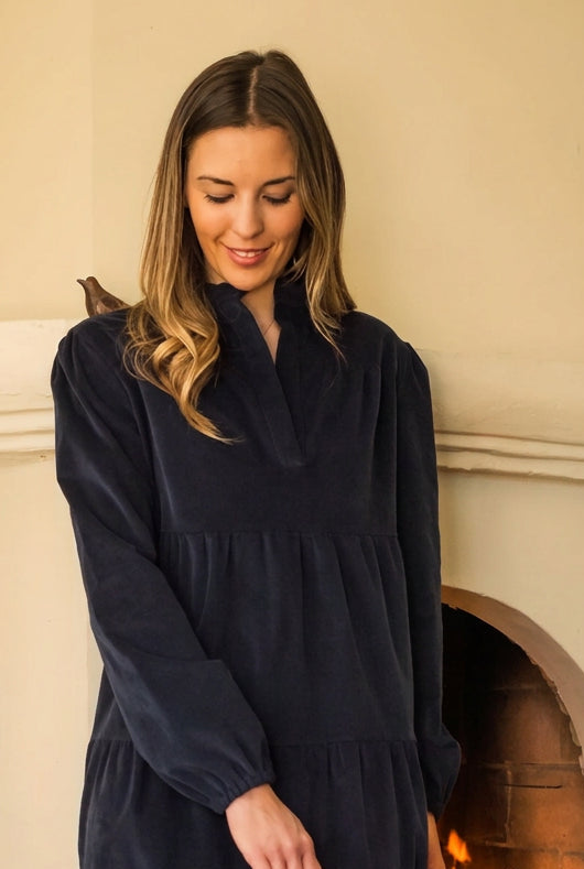 Vestido Matilde de pana fina azul marino