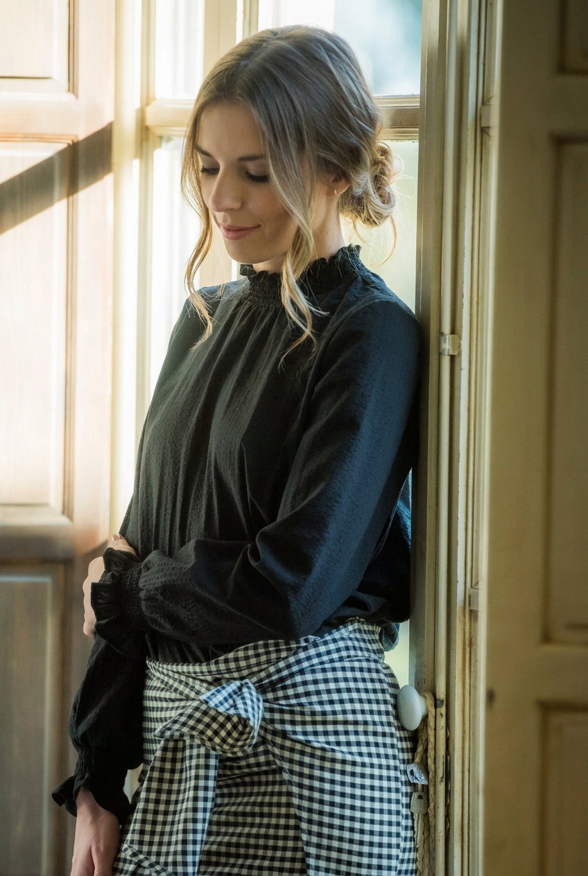 Blusa Isabella Carbón de algodón orgánico